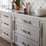 Nordic Black Mesh Knurled Brass Handle Simple Cabinet Wardrobe Pulls