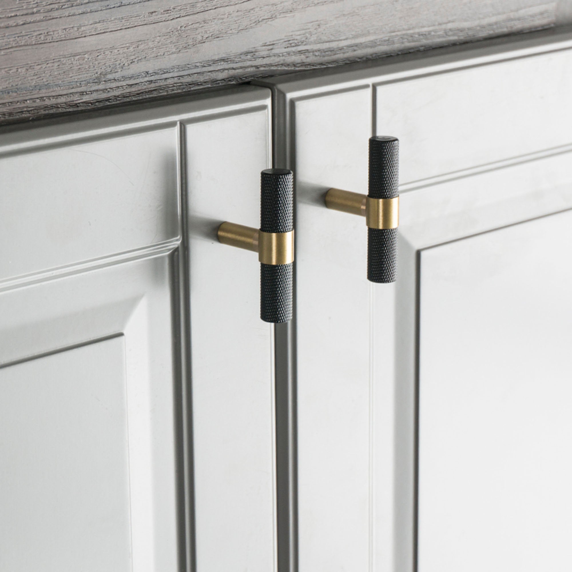 Nordic Black Mesh Knurled Brass Handle Simple Cabinet Wardrobe Pulls