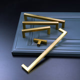 Brushed Brass Kitchen Handles Square Drawer Pulls
