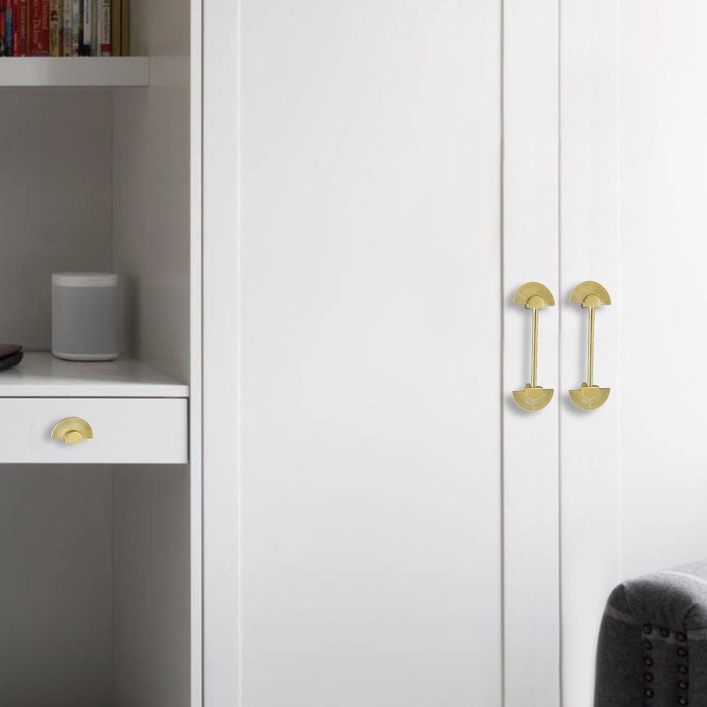 Gold Brass Scalloped Wardrobe Cabinet Pulls