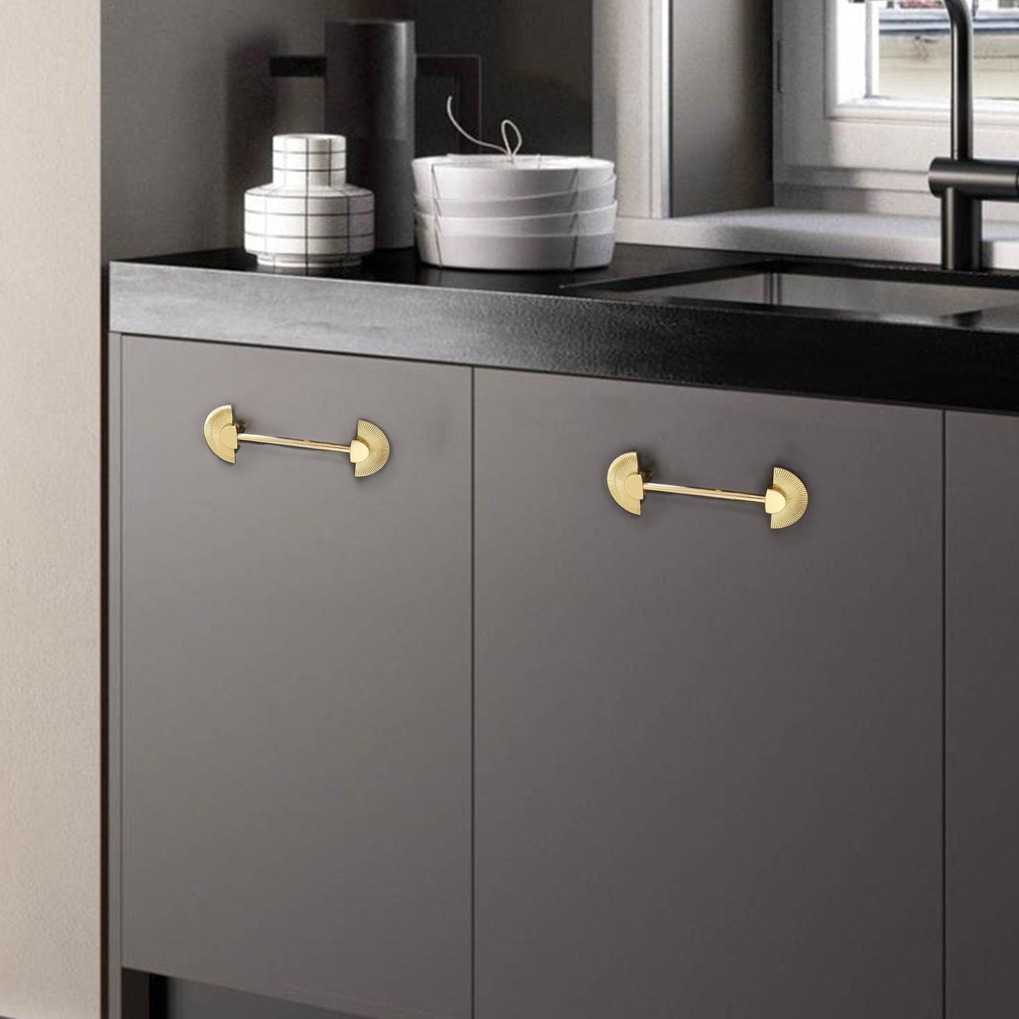 Gold Brass Scalloped Wardrobe Cabinet Pulls
