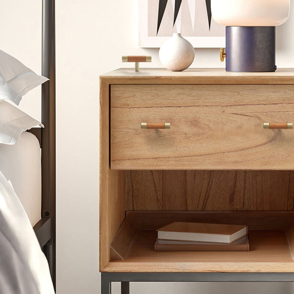 Wooden Brushed Brass Handles for Furniture Cabinet Cupboard Door