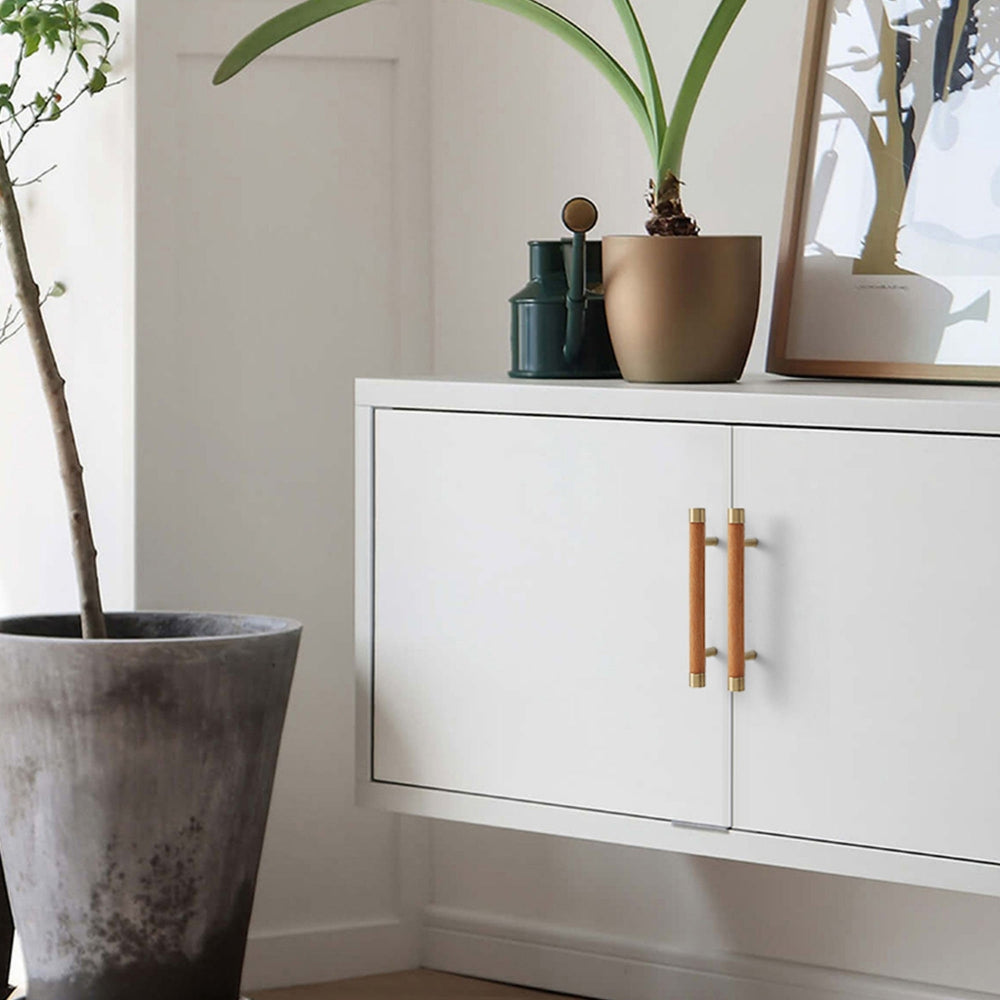 Wooden Brushed Brass Handles for Furniture Cabinet Cupboard Door