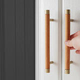 Wooden Brushed Brass Handles for Furniture Cabinet Cupboard Door