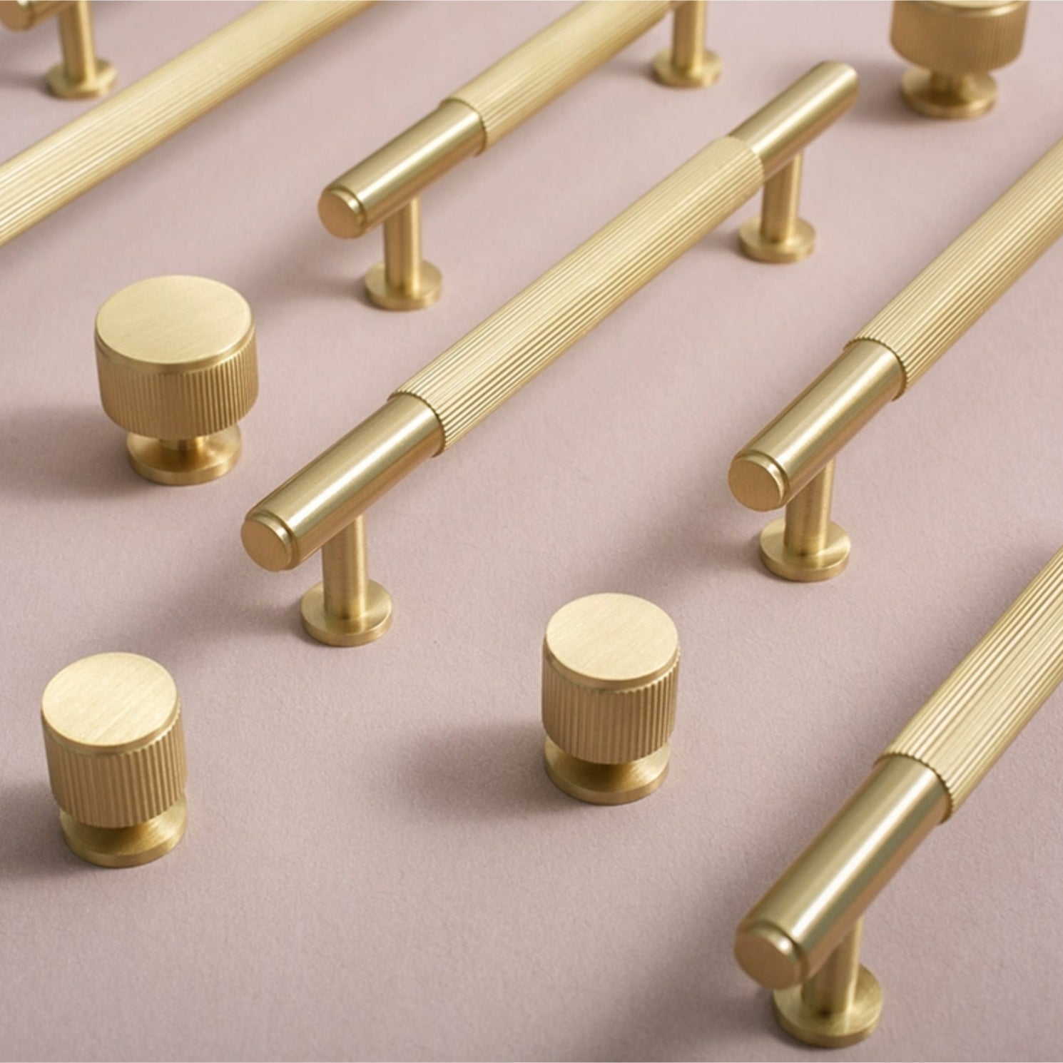 Modern Solid Brass Striped Bar Cabinet and Drawer Pulls