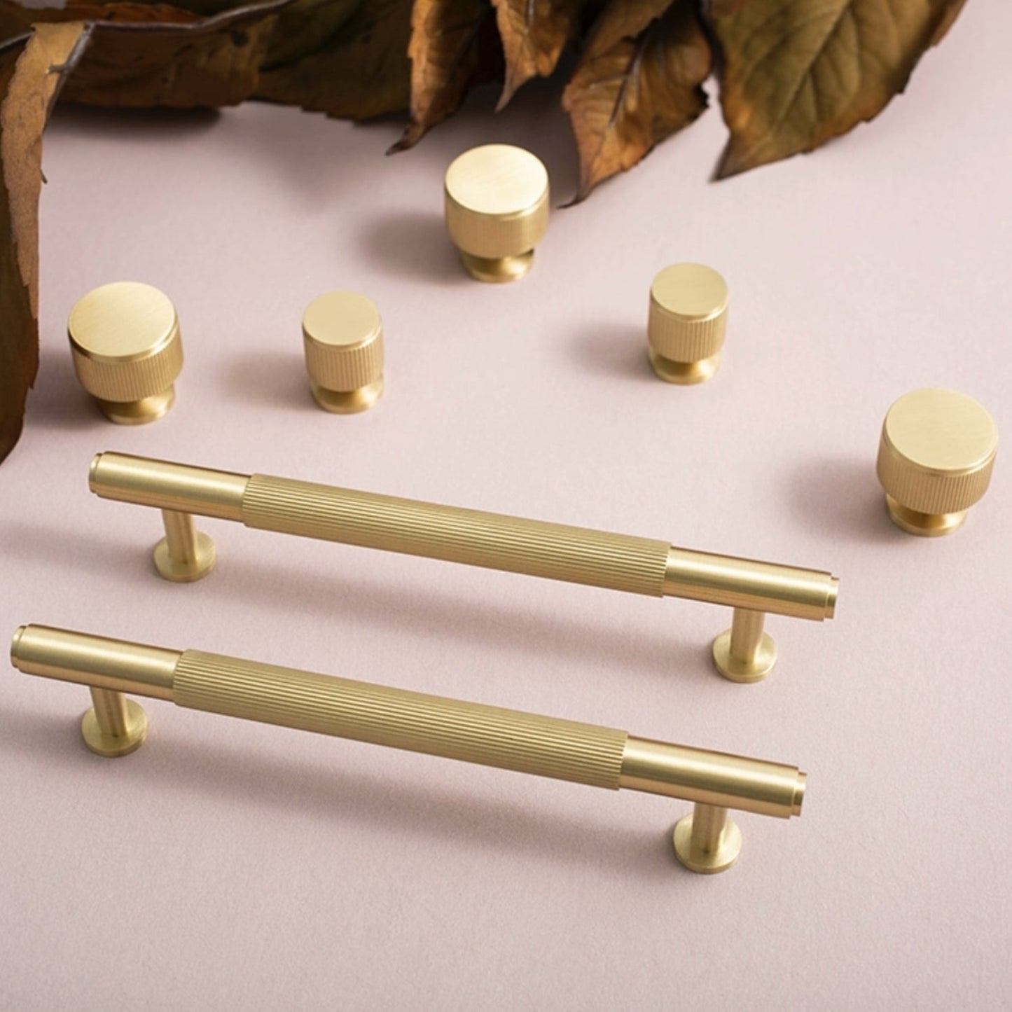 Modern Solid Brass Striped Bar Cabinet and Drawer Pulls