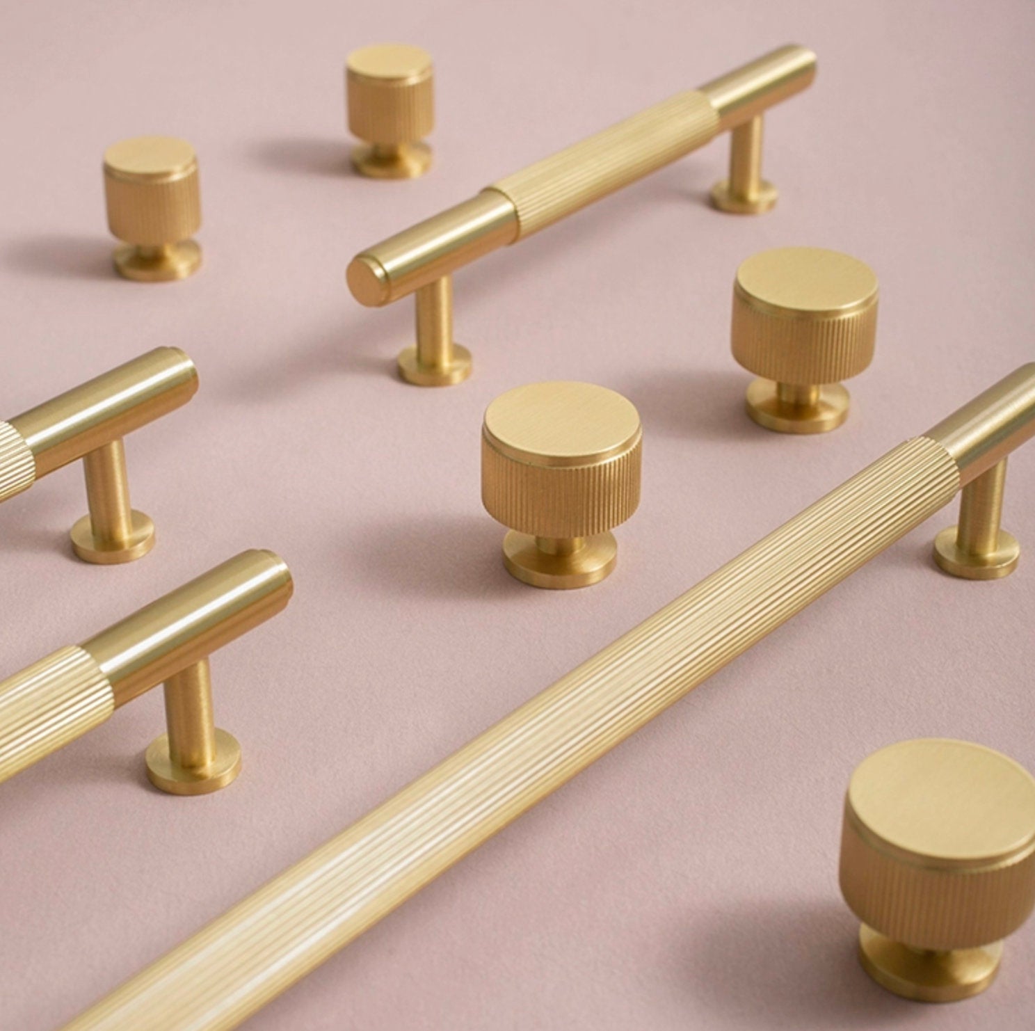 Modern Solid Brass Striped Bar Cabinet and Drawer Pulls