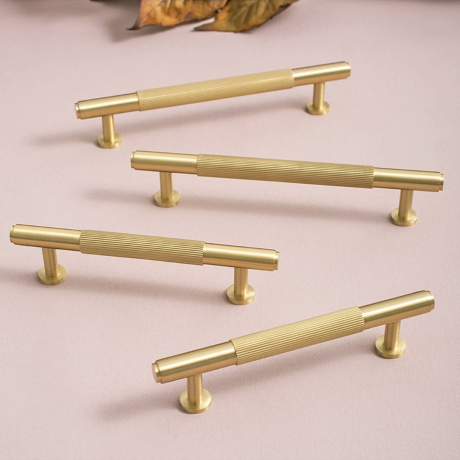 Modern Solid Brass Striped Bar Cabinet and Drawer Pulls