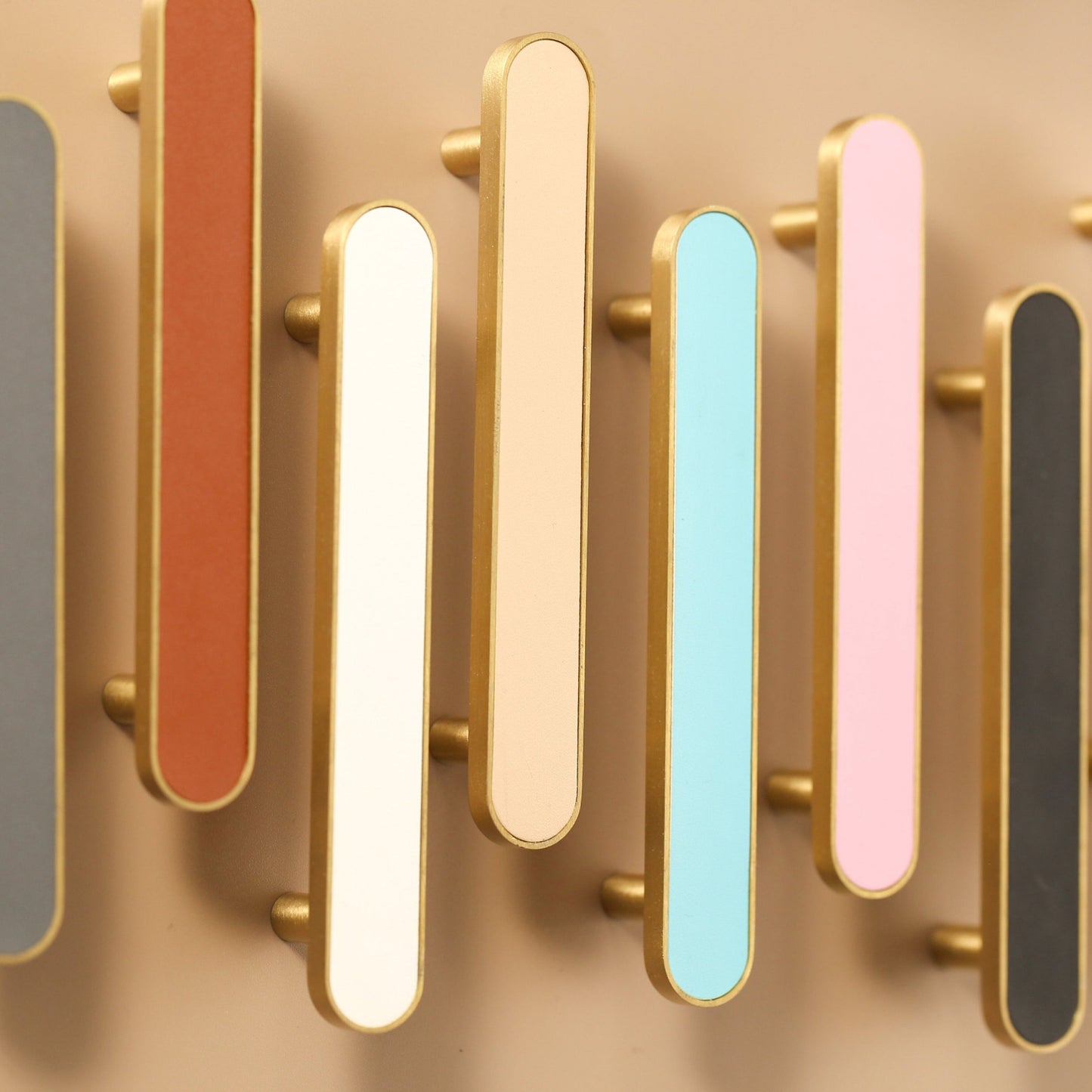 5" Colorful  Leather Pure Copper Drawer Wardrobe Handles