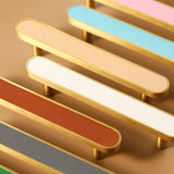 3-3/4'' Colorful Brass Leather Drawer Cabinet Wardrobe Handles