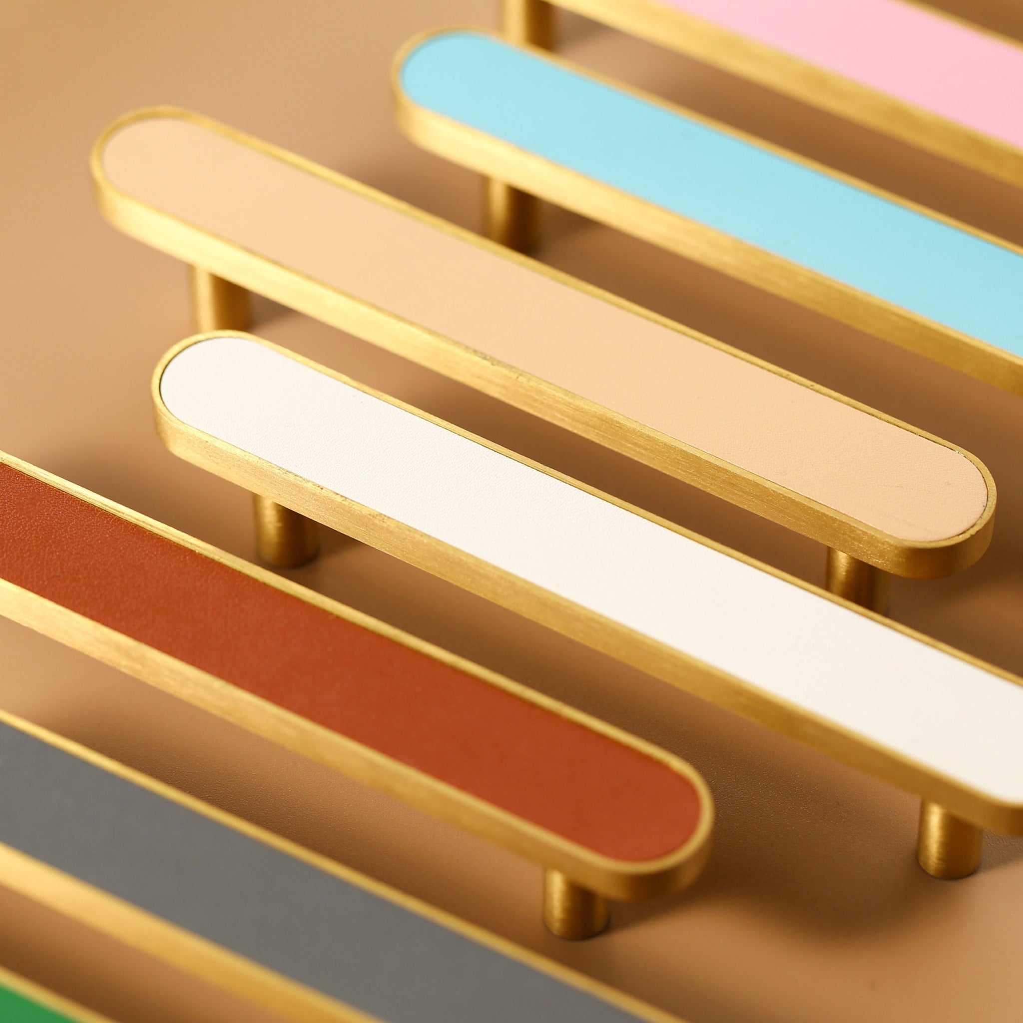 3-3/4'' Colorful Brass Leather Drawer Cabinet Wardrobe Handles