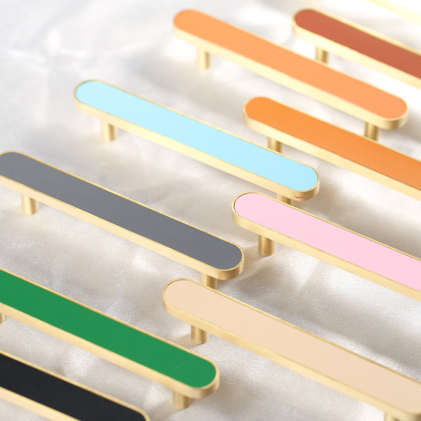 3-3/4'' Colorful Brass Leather Drawer Cabinet Wardrobe Handles