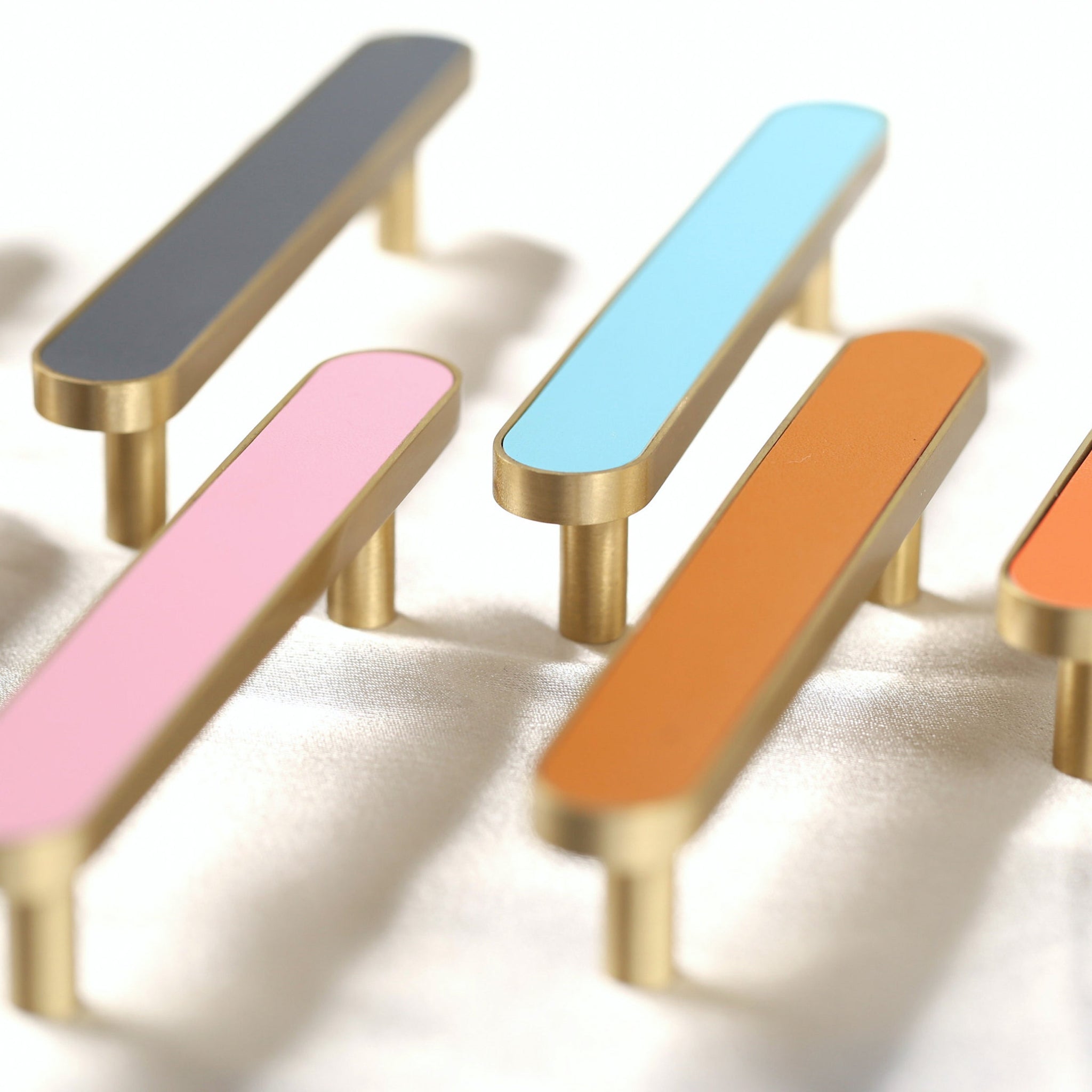 3-3/4'' Colorful Brass Leather Drawer Cabinet Wardrobe Handles