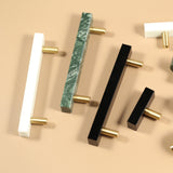 Nordic Light Luxury Marble Brass Square Cabinet Handles