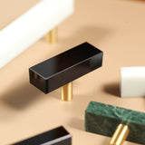 Nordic Light Luxury Marble Brass Square Cabinet Handles