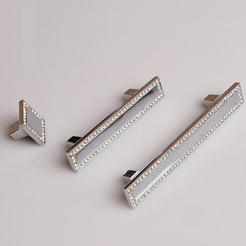 Crystal Glass Cabinet Handles Square Drawer Pulls
