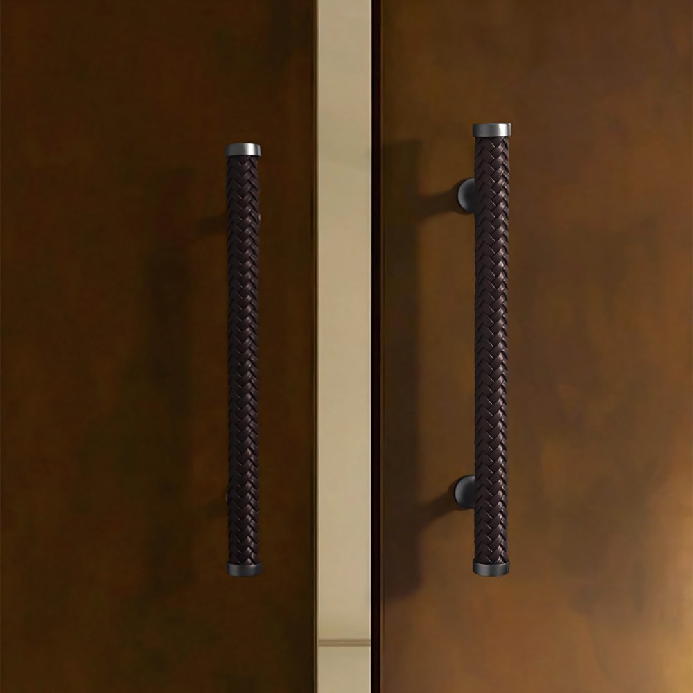 Fashionable Zinc Alloy Leather Drawer Cabinet Handle