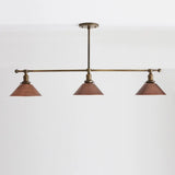 Industrial Brass Pendant Light With Copper Shade for Kitchen Island