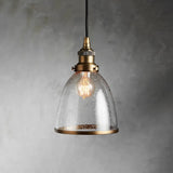 Industrial Cloche Pendant Light in Antiqued Brass