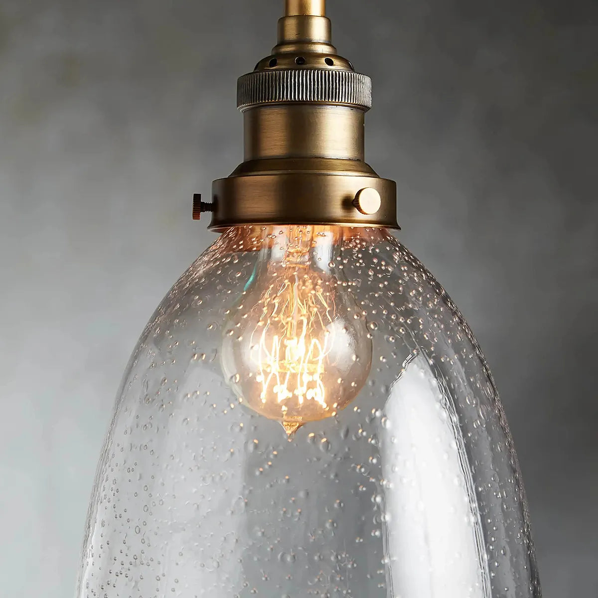 Industrial Cloche Pendant Light in Antiqued Brass