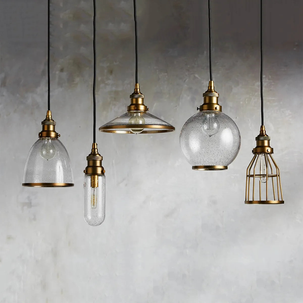 Industrial Cloche Pendant Light in Antiqued Brass