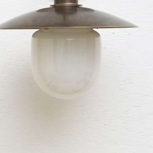 Industrial Milk White Glass Shade Solid Brass Wall Sconce
