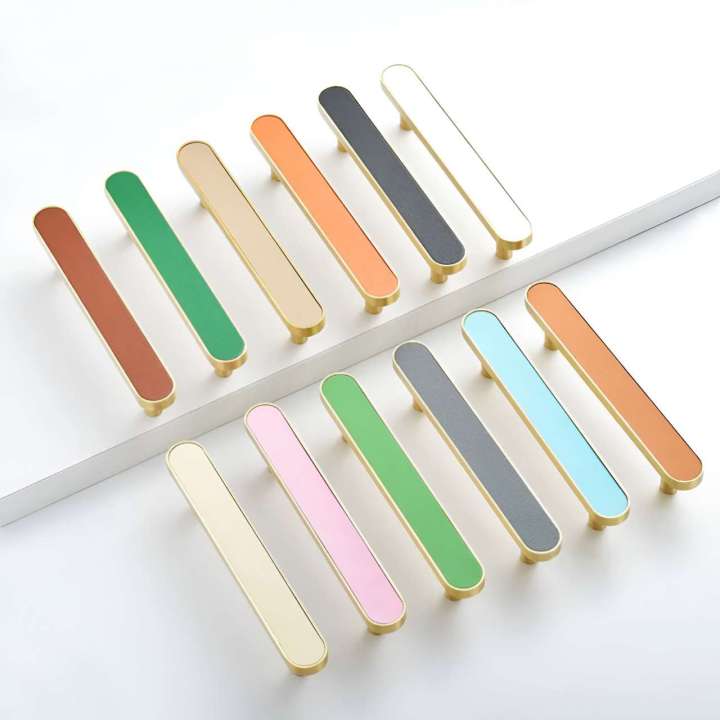 5" Colorful  Leather Pure Copper Drawer Wardrobe Handles