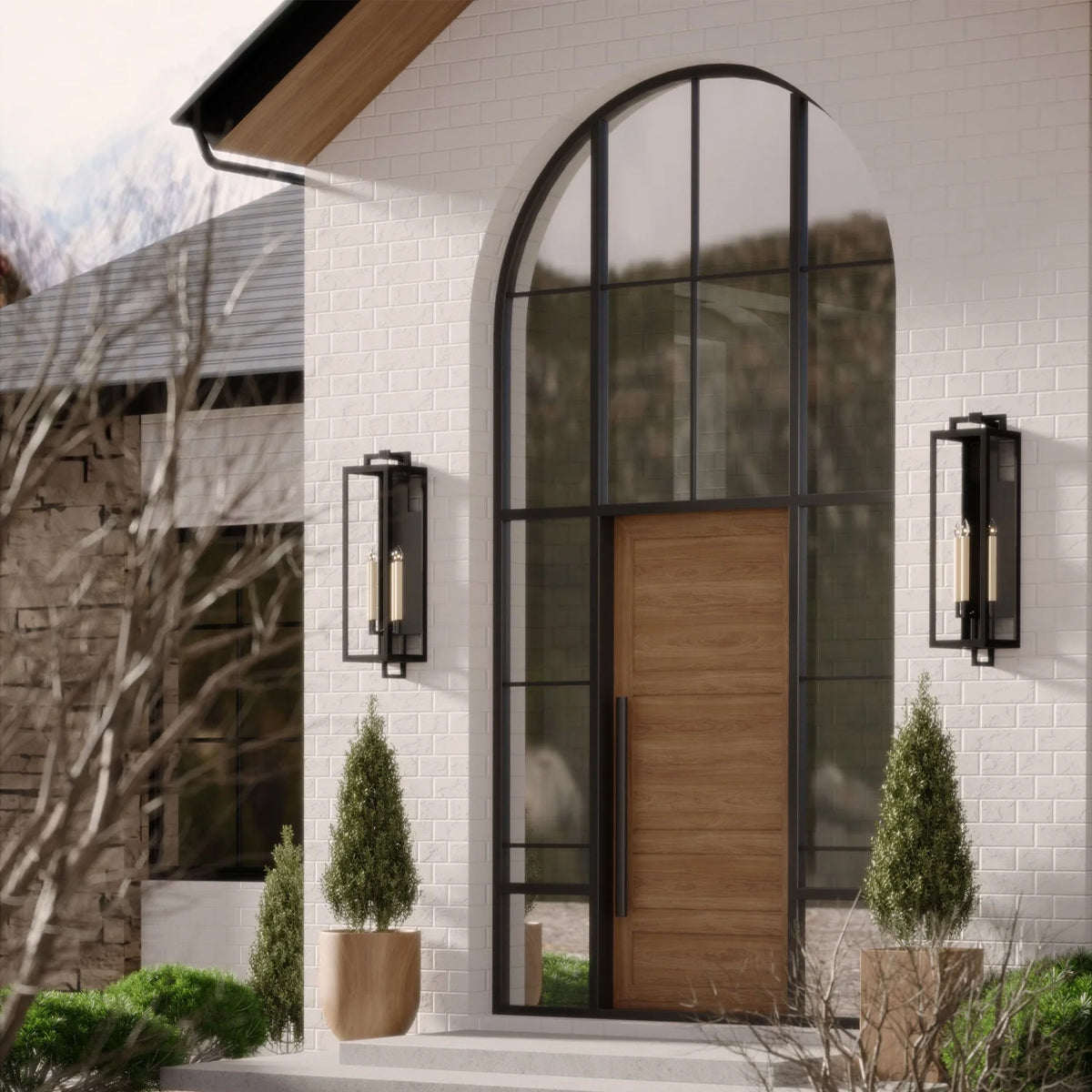Judy Forged Iron Clear Glass Indoor Outdoor Lantern Sconce