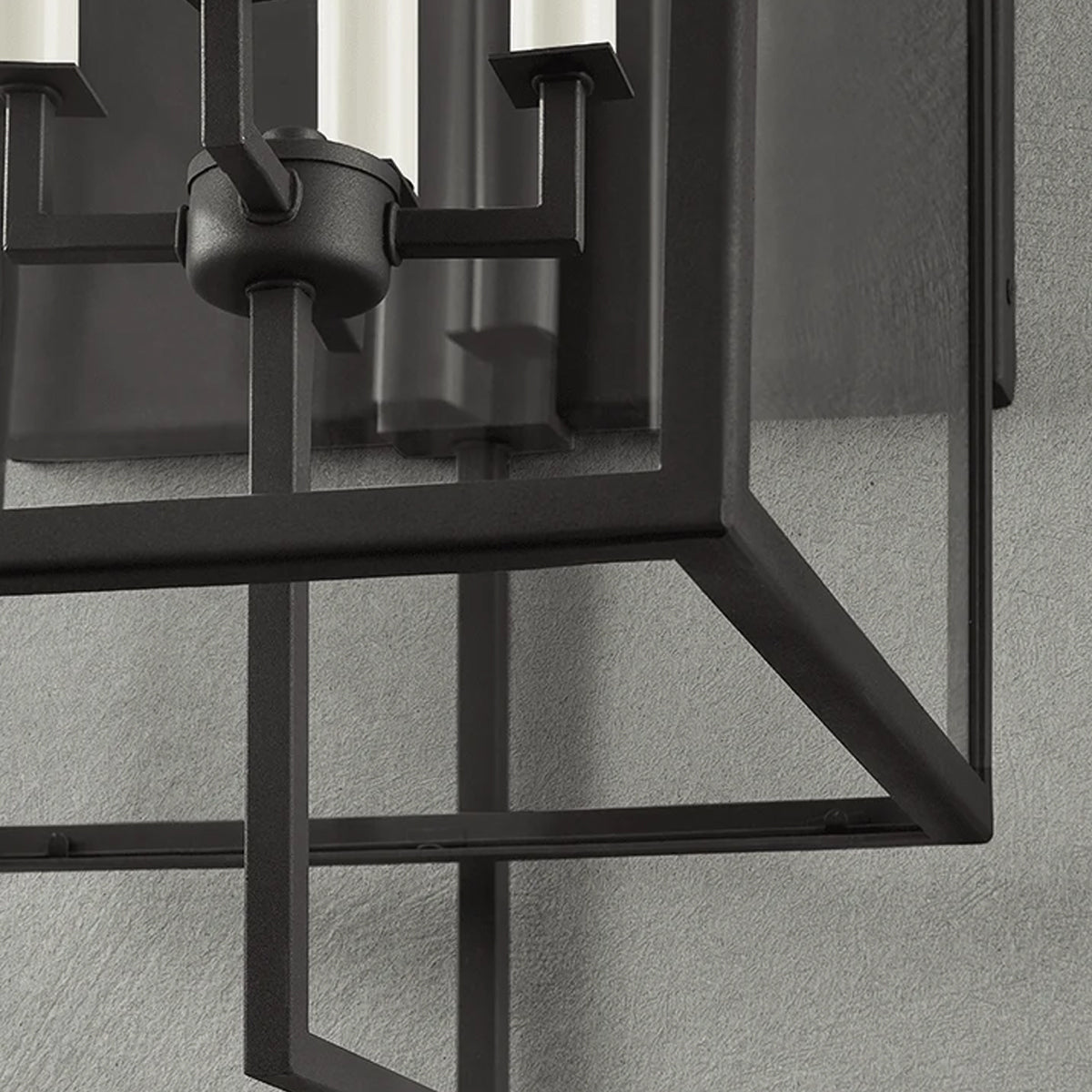 Judy Forged Iron Clear Glass Indoor Outdoor Lantern Sconce