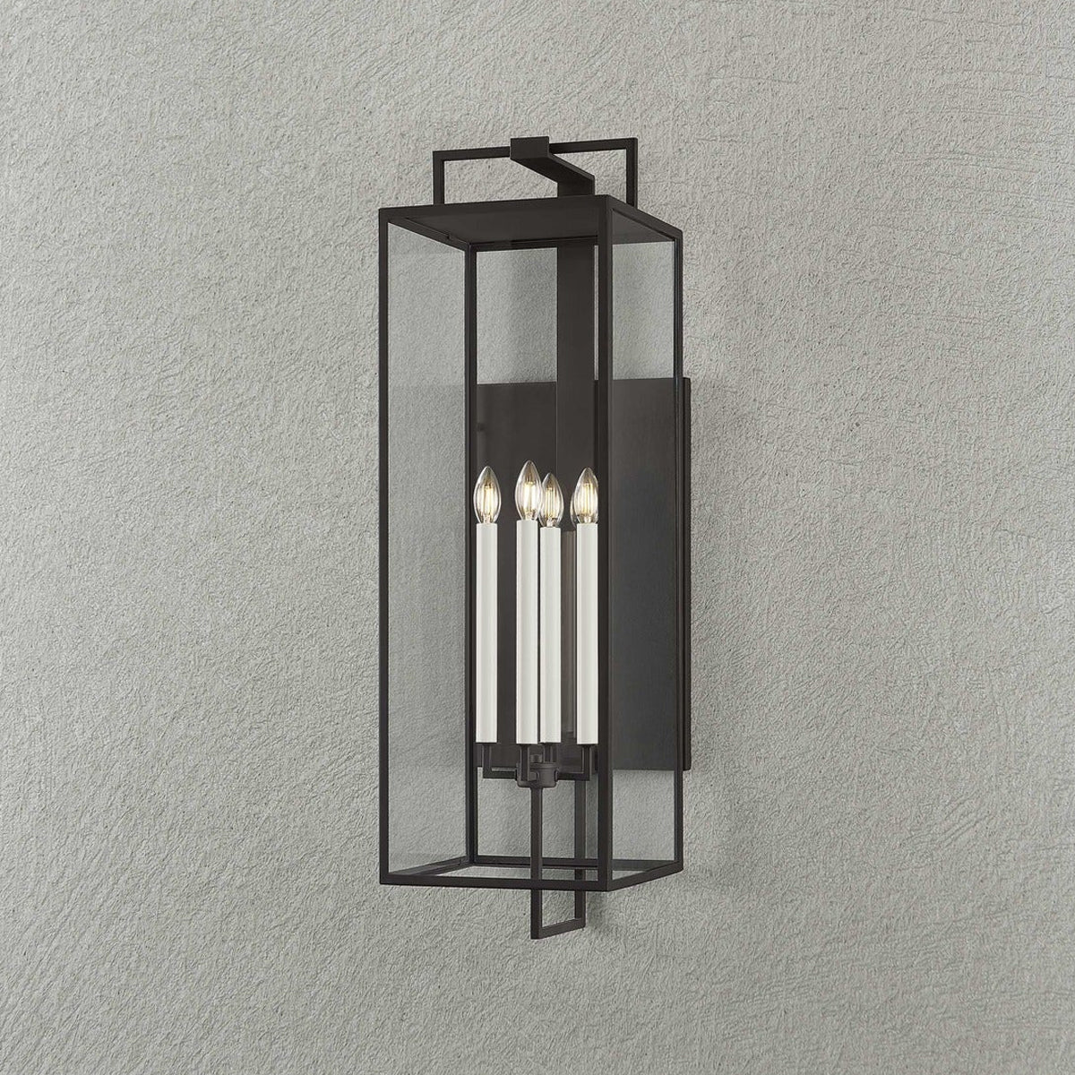 Judy Forged Iron Clear Glass Indoor Outdoor Lantern Sconce