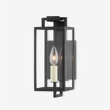 Judy Forged Iron Clear Glass Indoor Outdoor Lantern Sconce