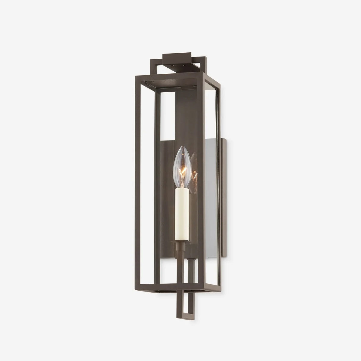 Judy Forged Iron Clear Glass Indoor Outdoor Lantern Sconce