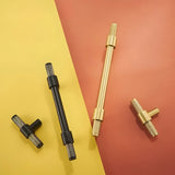 Solid Brass Knurled Kitchen T-Bar Cabinet Pulls