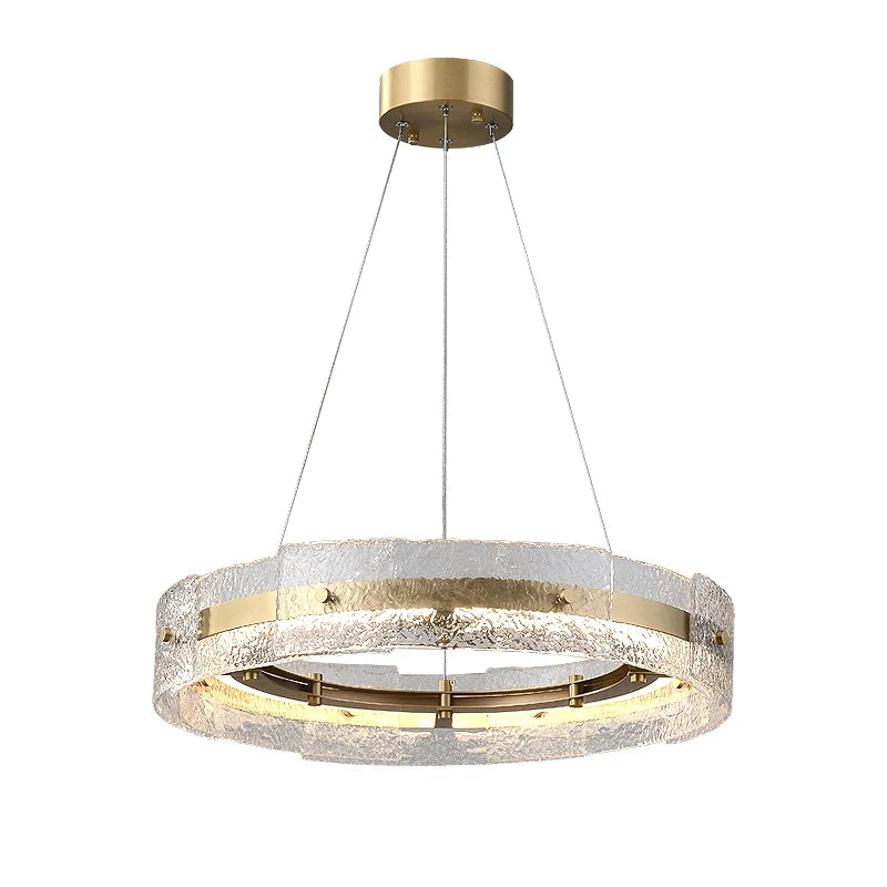 led brushed brass ring chandelier
