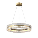 led brushed brass ring chandelier