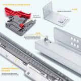 Undermount Soft Close Silver Drawer Slides with Rear mounting Bracket and Locking Devices