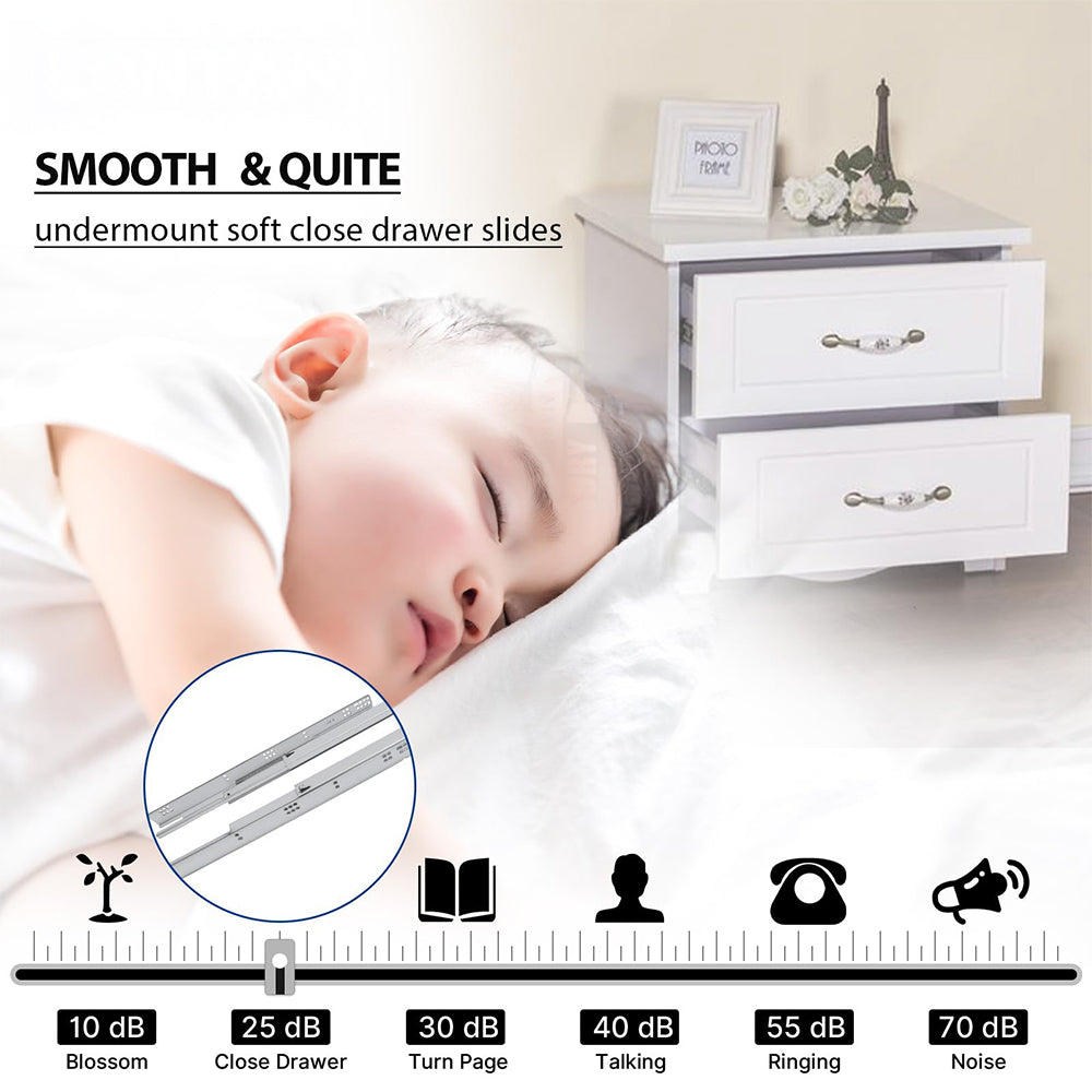 Silver Soft Close Undermount Slides Drawer Slides