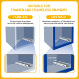 Undermount Soft Close Silver Drawer Slides with Rear mounting Bracket and Locking Devices