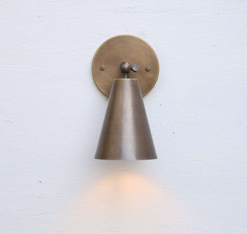 Aged Brass Wall Sconce - Mid Century Modern Light Fixture