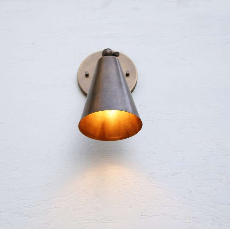 Aged Brass Wall Sconce - Mid Century Modern Light Fixture