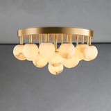 Modern Alabaster Bubble Globe Ceiling Light with Brass Finish, Flush Mount