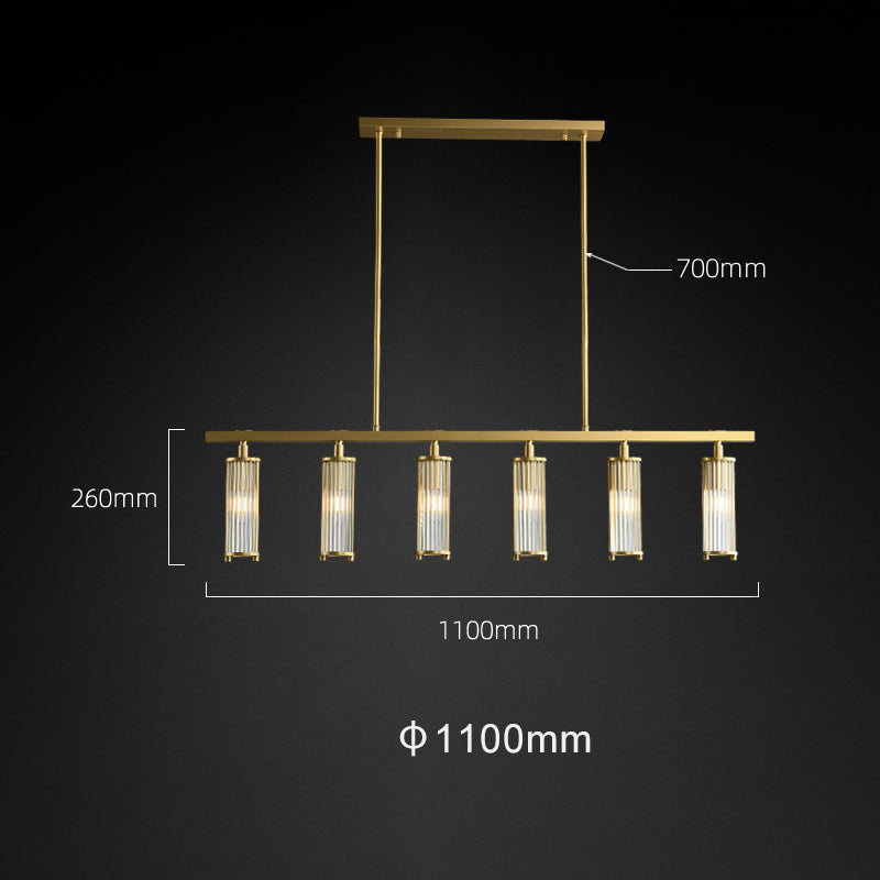 Solid Brass & Crystal Linear Chandelier Size