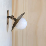 Modern Brass Disc Wall / Ceiling Lamp, Handmade Glass Light
