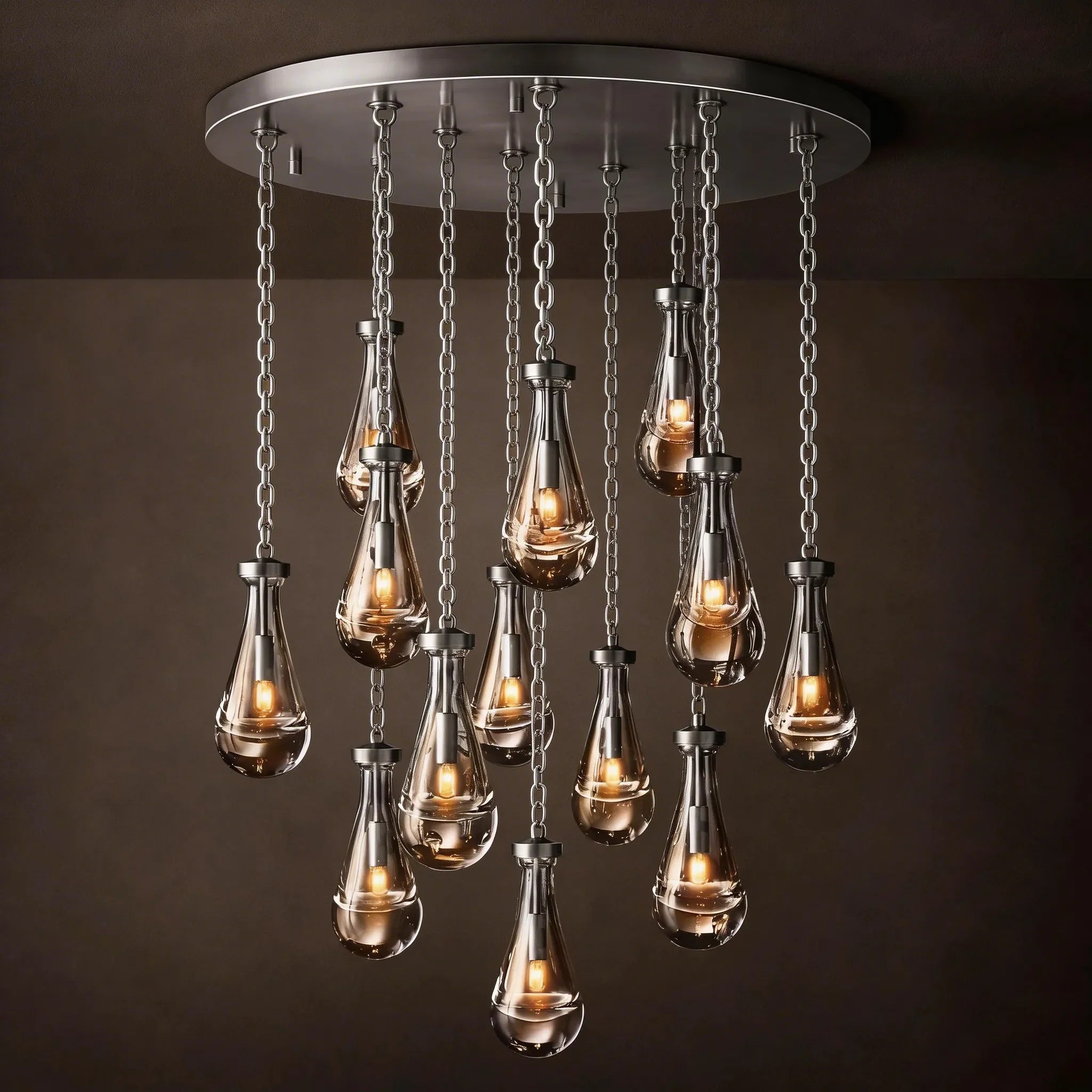 Modern Rain drop Crystal Round Chandelier - View 2