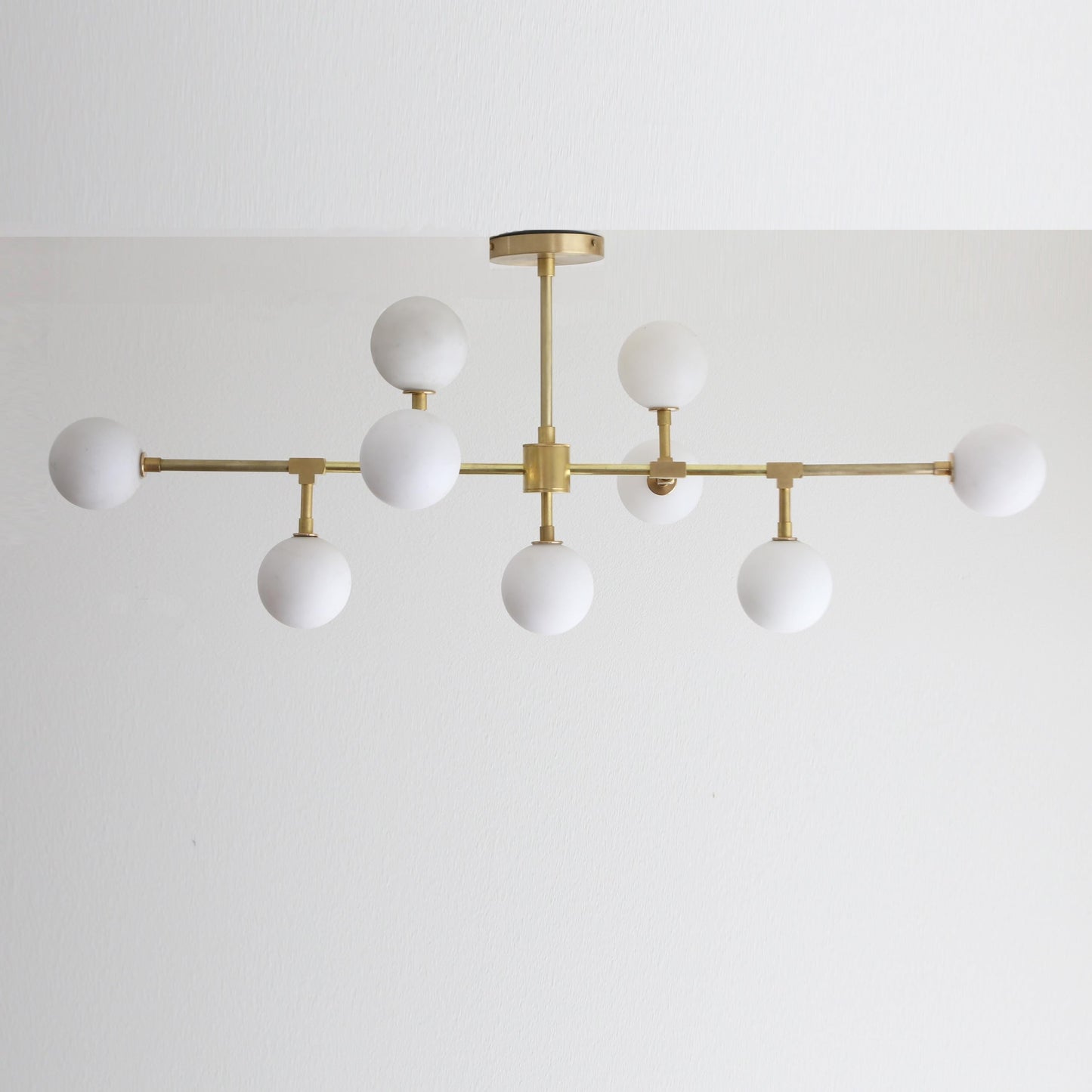 Nine-Light Brass Branch Chandelier