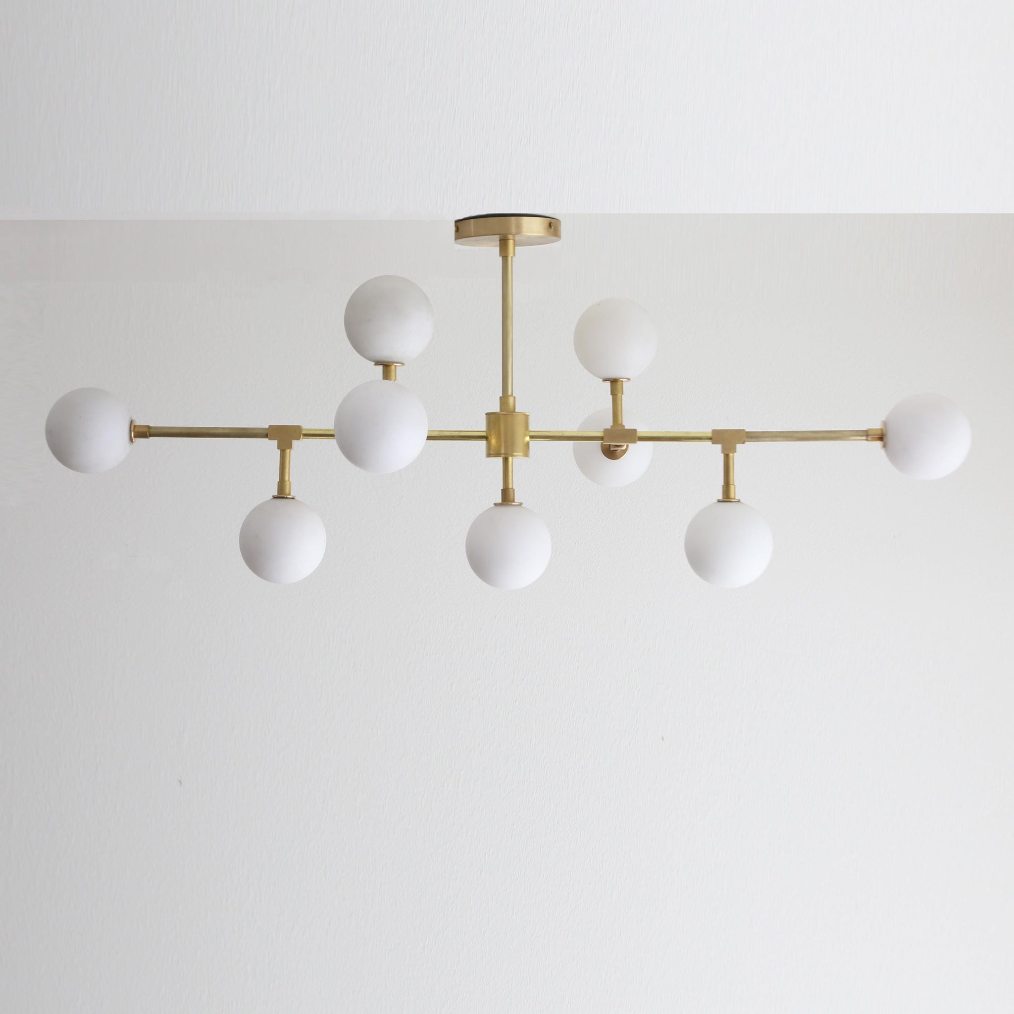 Nine-Light Brass Branch Chandelier