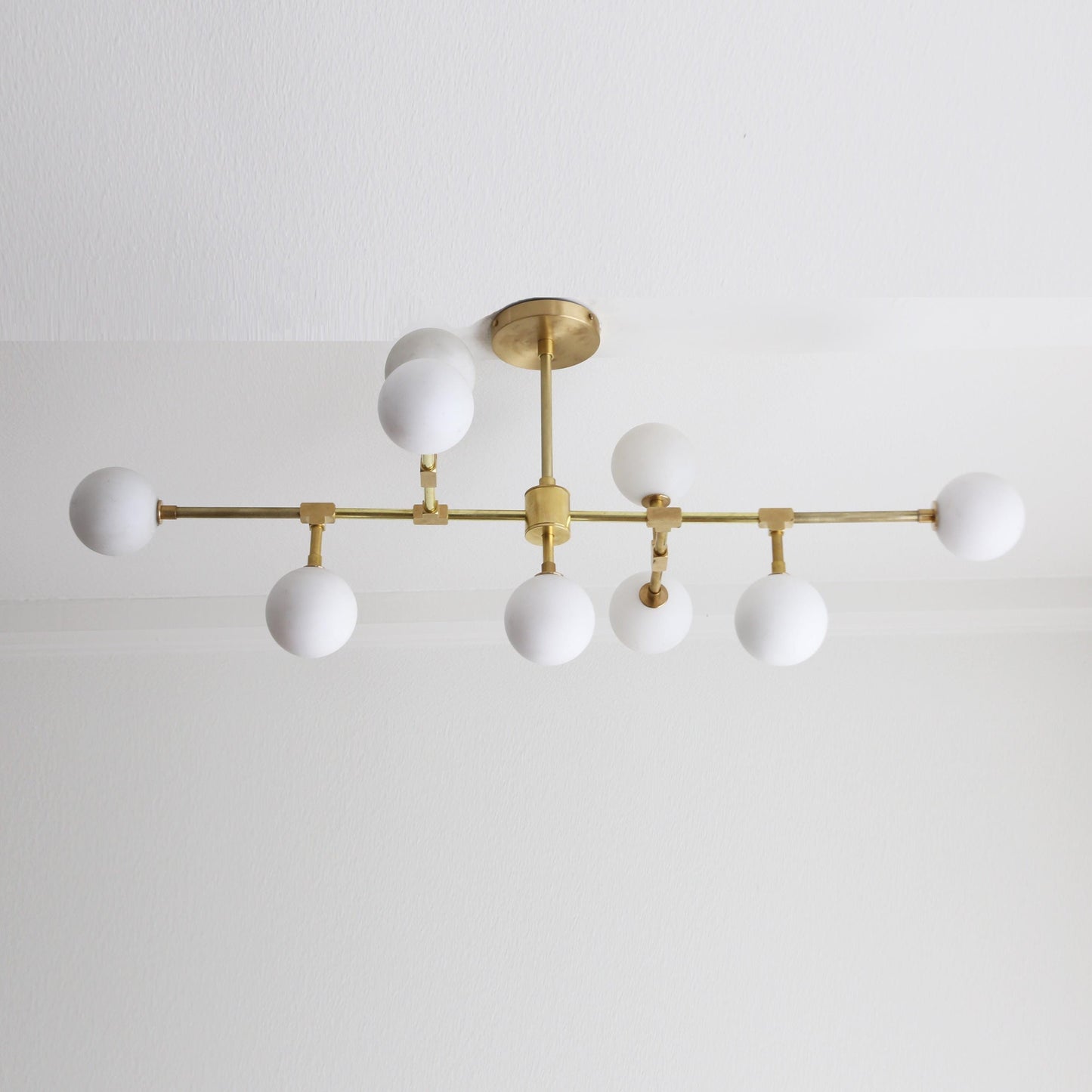Nine-Light Brass Branch Chandelier