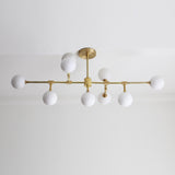Nine-Light Brass Branch Chandelier