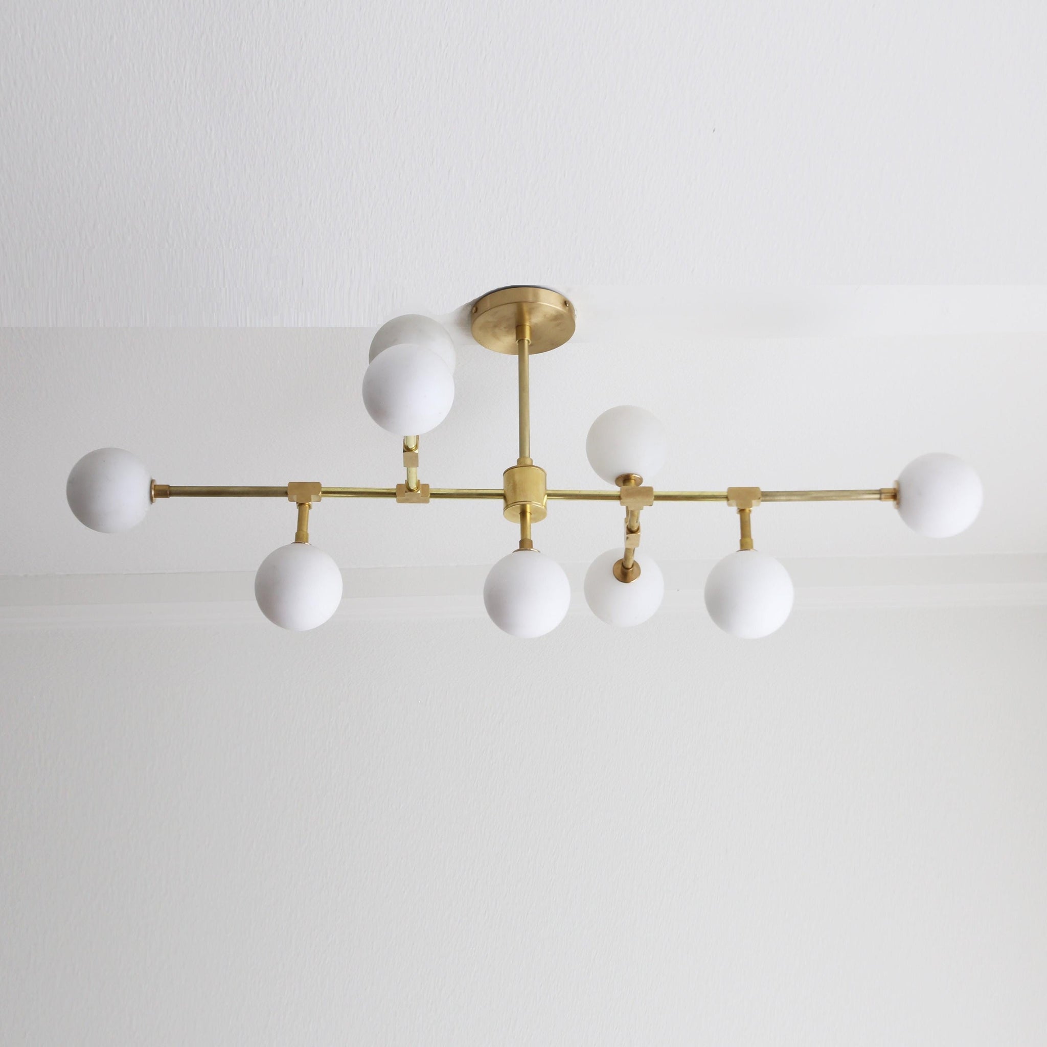 Nine-Light Brass Branch Chandelier