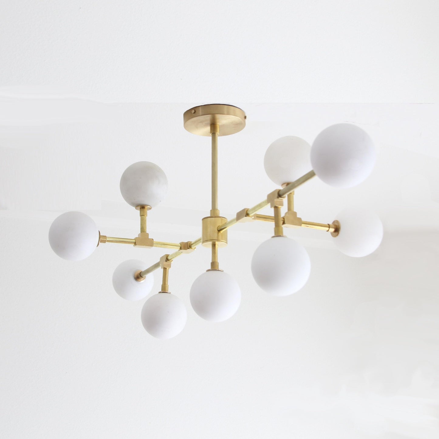 Nine-Light Brass Branch Chandelier